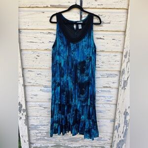 Catherine's Watercolor Crochet Artsy Art To Wear Flowing Maxi Dress 18/20